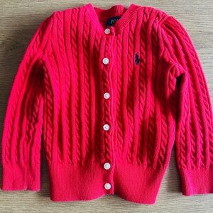 2 / $20 ‼️Ralph Lauren Red Cable Knit Toddler Cardigan with Polo Logo 2T